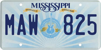 MS license plate MAW825