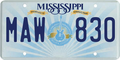 MS license plate MAW830