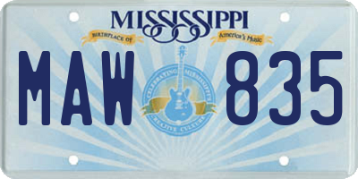 MS license plate MAW835