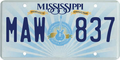 MS license plate MAW837
