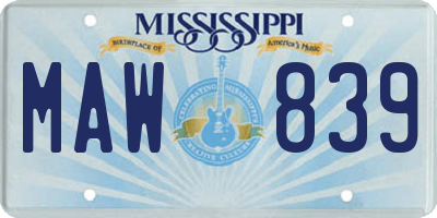 MS license plate MAW839