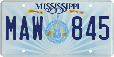MS license plate MAW845