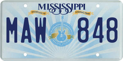 MS license plate MAW848