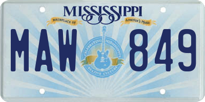MS license plate MAW849