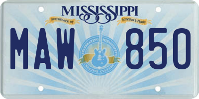 MS license plate MAW850