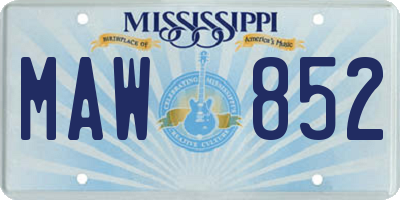 MS license plate MAW852