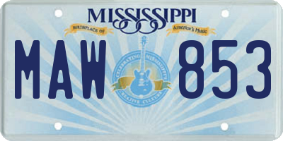 MS license plate MAW853