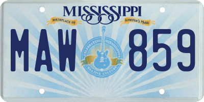 MS license plate MAW859