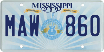 MS license plate MAW860
