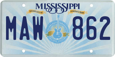 MS license plate MAW862