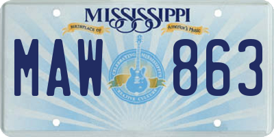 MS license plate MAW863
