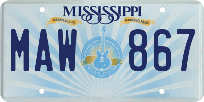 MS license plate MAW867