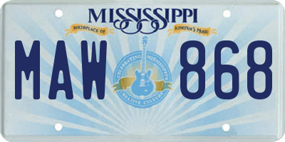 MS license plate MAW868