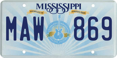MS license plate MAW869