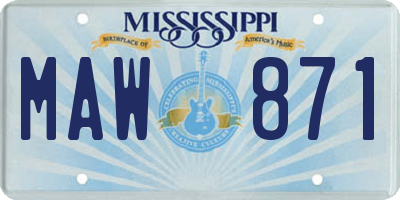 MS license plate MAW871