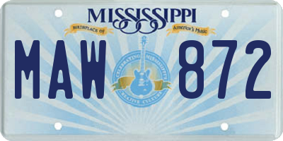 MS license plate MAW872