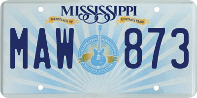 MS license plate MAW873