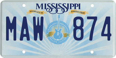 MS license plate MAW874