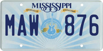 MS license plate MAW876