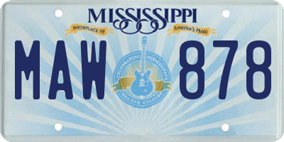 MS license plate MAW878