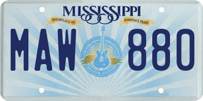MS license plate MAW880