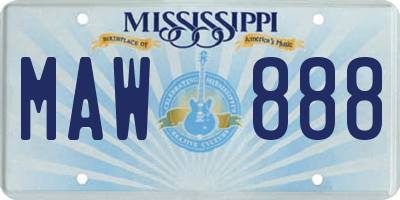MS license plate MAW888