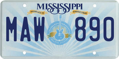 MS license plate MAW890