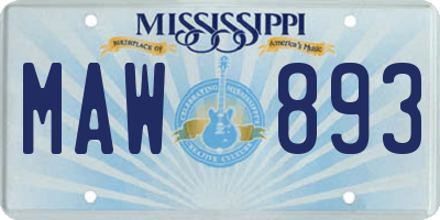 MS license plate MAW893