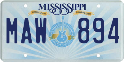 MS license plate MAW894