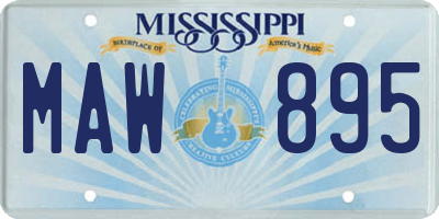 MS license plate MAW895