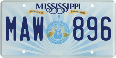 MS license plate MAW896