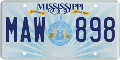 MS license plate MAW898