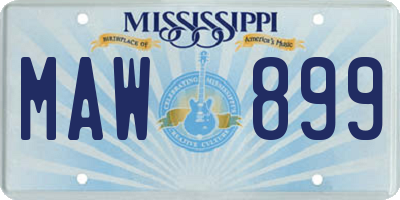 MS license plate MAW899