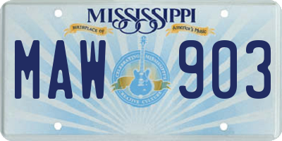 MS license plate MAW903