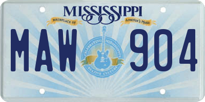 MS license plate MAW904