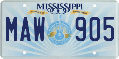 MS license plate MAW905