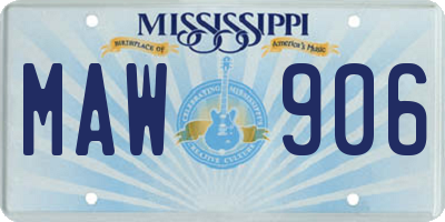 MS license plate MAW906