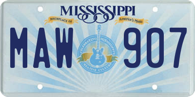 MS license plate MAW907