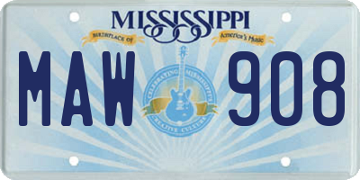 MS license plate MAW908