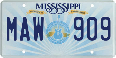 MS license plate MAW909