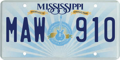 MS license plate MAW910