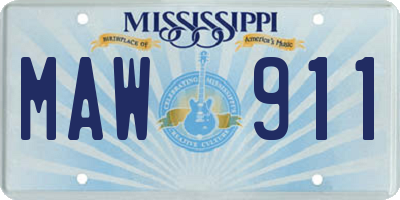 MS license plate MAW911