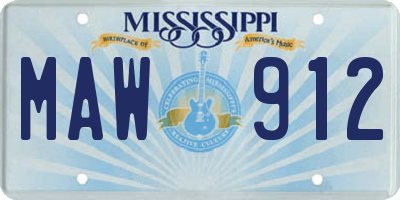MS license plate MAW912