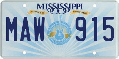 MS license plate MAW915