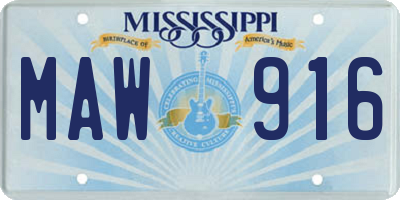 MS license plate MAW916