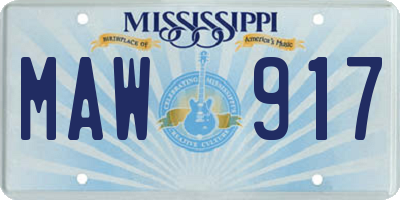 MS license plate MAW917