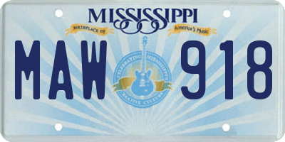 MS license plate MAW918