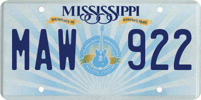 MS license plate MAW922