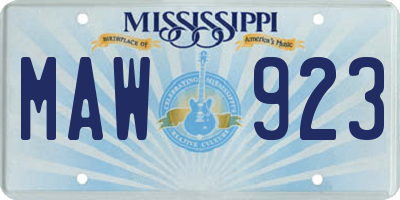 MS license plate MAW923