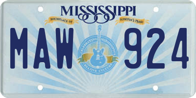 MS license plate MAW924